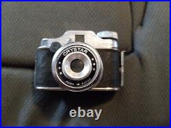 Vintage CRYSTAR Miniature Mini Spy Film Camera In Brown Leather Case