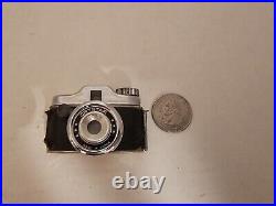 Vintage CRYSTAR Miniature Mini Spy Film Camera withDark Brown Leather Case