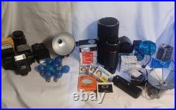 Vintage Camera Accessories Lot Flash bulbs Lenses Adapters Winder