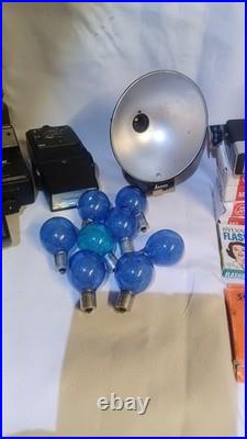 Vintage Camera Accessories Lot Flash bulbs Lenses Adapters Winder