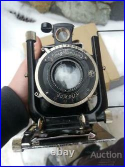 Vintage Camera Voigtlander Film Bessa Black Lens Case Folding 8 Cassettes Rare