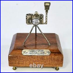 Vintage Handmade Miniature Silver 925 Camera with Strass Nikon FM Year 1977
