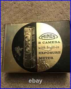 Vintage MINOX B #932 432 Camera, + Box, Papers, Flashes, And Brown Leather Cases