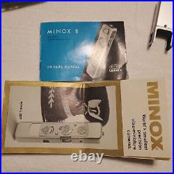 Vintage MINOX B Mini Spy Camera, 5 Films, Manual, Leather Pouch, Germany