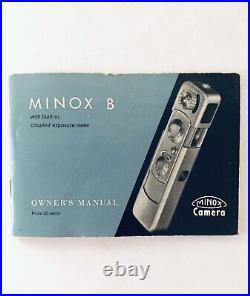Vintage MINOX B Miniature Spy Camera With Chain Case Manual Leather Pouch Germany