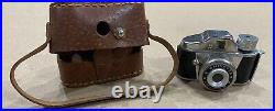 Vintage Minetta Miniature Mini Spy Film Camera Brown Leather Case Japan 1950/60