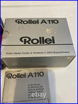 Vintage Miniature Rollei A110 Film Camera Bundle with Case, Chain