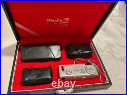 Vintage Minolta 16MG-S Miniature Spy Film Camera withFlash, Case, Manual, Accessories
