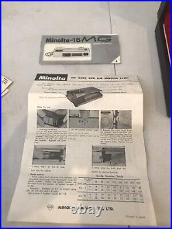 Vintage Minolta 16 MG 16mm Camera Kit with Flashgun, Case, all Original Papers