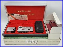 Vintage Minolta 16 MG-S 16mm Subminiature Camera Kit with Flashgun Filters Lenses