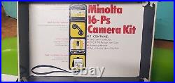 Vintage Minolta 16 Ps P Sub-Miniature Film Spy Camera Kit with Manuals Flash & Box