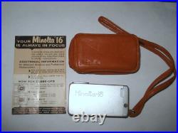 Vintage Minolta- 16 Subminiature Spy Camera / Close-up Lenses & Leather Case