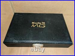 Vintage Minolta MG 16 with Original Case, Flash, Manual, etc. In Mint Condition