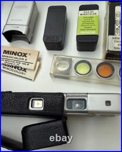 Vintage Minox BL Camera Lot Case, Expired Film, Filters, Flash (Untested)