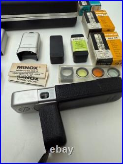 Vintage Minox BL Camera Lot Case, Expired Film, Filters, Flash (Untested)