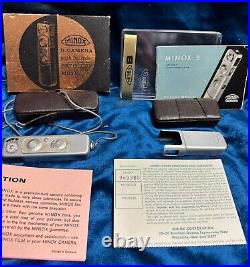 Vintage Minox B Camera, Flash, Cases, Chain, Instructions, Film, Box