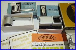 Vintage Minox B Miniature Spy Camera Lot with Manual Flash Magnifier Boxes Germany