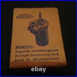 Vintage Minox B subminiature camera 1950's + accessories, Developing tank