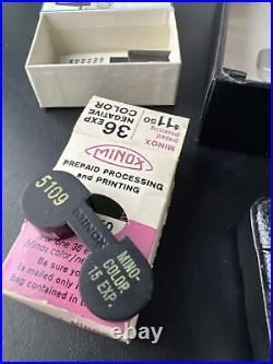 Vintage Minox C SubMiniature Spy Camera with Film, box, instructions, flash +