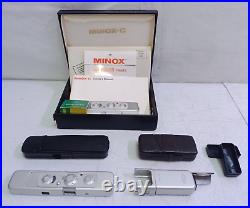 Vintage Minox C Sub-Miniature Spy Camera + Leather Case & Flash Made in Germany