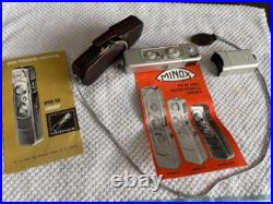 Vintage Minox C Subminiature Spy Camera with Leather Case, Chain, Flash attach