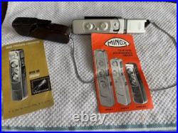 Vintage Minox C Subminiature Spy Camera with Leather Case, Chain, Flash attach