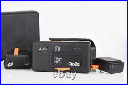 Vintage Rollei A110 Subminiature Tessar 23mm FIlm Camera case flash adapters