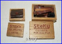 Vintage STEKY Model III Miniature Spy Camera with2 Lenses, Case & Storage Boxes
