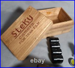 Vintage Steky IIIB Subminiature Spy Camera 16mm Film Cartridges Filter Case Box