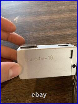 Vintage Subminiature Minolta 16 mm Mini Film Silver Spy Camera Rokkor 2.8