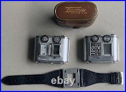 Vintage Tessina Auto 35mm Subminiature Camera W Case, Wrist Strap And Ex Body