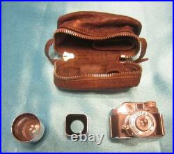 Vintage Toko Mighty Miniature Camera, Box, Carrying Case, 7 Rolls Of Film