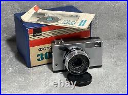 Vintage film camera Zorkiy 2 original box, Industar-63 lens made ussr, Original