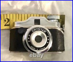 Vtg 50's CRYSTAR MINI Toy Camera Made Japan Leather Case & Orig. Box Excl't Cond