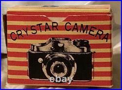 Vtg 50's CRYSTAR MINI Toy Camera Made Japan Leather Case & Orig. Box Excl't Cond
