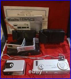 Vtg Minolta 16 MG Miniature Spy Film Camera withFlash Manual & Case