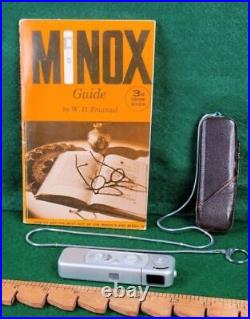 Vtg. Minox B Subminiature Spy Camera Complan 135 F=15 mm Leather Case & Guide