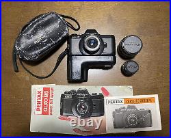 Working Vintage Pentax Auto-110 SLR Camera 18mm 24mm 50mm Lens + Instructions